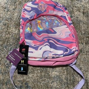 Kids Pink & Purple Swirl Backpack with Holographic Accent